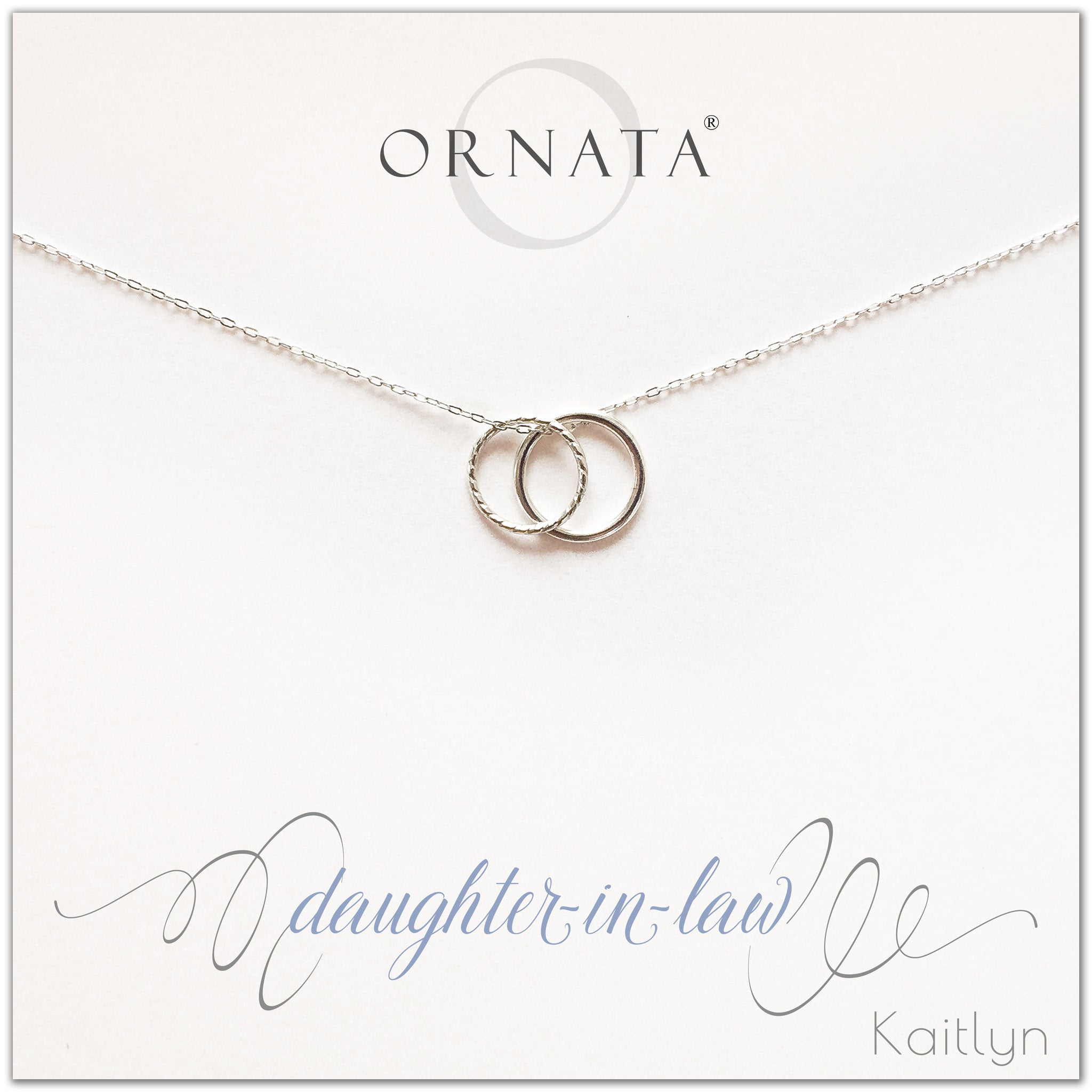 Daughter in law necklace - personalized silver necklaces. Our sterling silver custom jewelry is a perfect gift for daughters in law from mothers in law or fathers in law. Also a good gift for Mother’s Day. Part of our Generations Jewelry collection. 