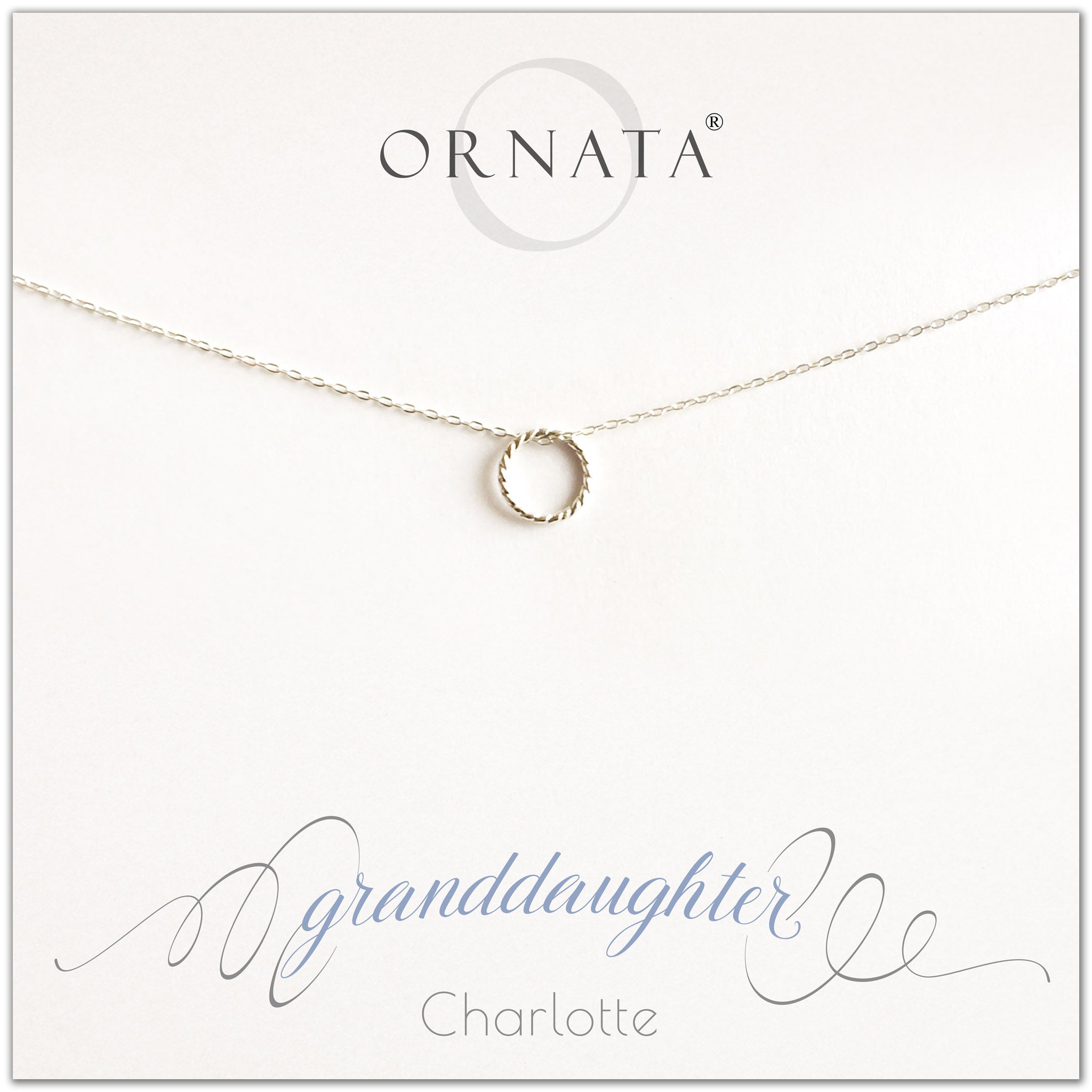 Granddaughter necklace - personalized silver necklaces. Our sterling silver custom jewelry is a perfect gift for granddaughter. Part of our Generations Jewelry collection. Also a good gift for Mother’s Day.