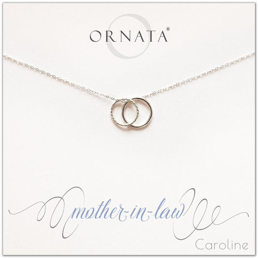 Mother in Law - personalized silver necklaces. Our sterling silver custom jewelry is a perfect gift for mothers in law. Also a good gift for Mother’s Day. 
