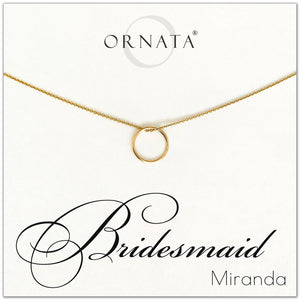 Personalized bridesmaid necklace. Our 14 karat gold filled custom wedding jewelry is a perfect gift for bridesmaids and bridal parties. Customize with the names of your bridal party members! Great bridesmaid gift and gift for weddings, wedding showers, bridal showers, and bachelorette parties. 