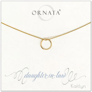 Daughter in Law - personalized gold necklaces. Our 14 karat gold filled custom jewelry is a perfect gift for daughters in law from mothers in law. Part of our Generations Jewelry collection. 