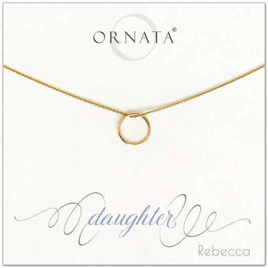 Daughter necklace - personalized gold necklaces. Our 14 karat gold filled custom jewelry is a perfect gift for daughters from mothers or fathers. Also a good gift for Mother’s Day. Part of our Generations Jewelry collection. 
