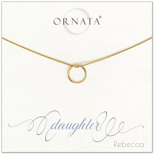 Daughter necklace - personalized gold necklaces. Our 14 karat gold filled custom jewelry is a perfect gift for daughters from mothers or fathers. Also a good gift for Mother’s Day. Part of our Generations Jewelry collection. 