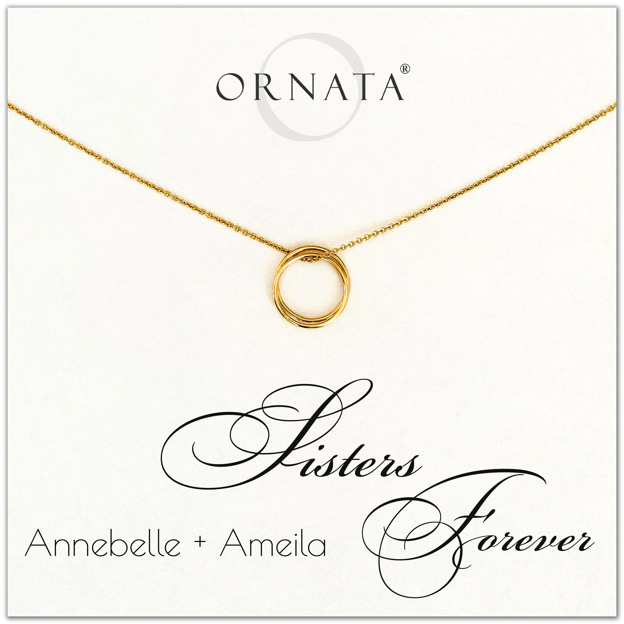 Sisters Forever - personalized gold necklaces. Our 14 karat gold filled custom jewelry is a perfect gift for sisters, best friends, or loved one. 