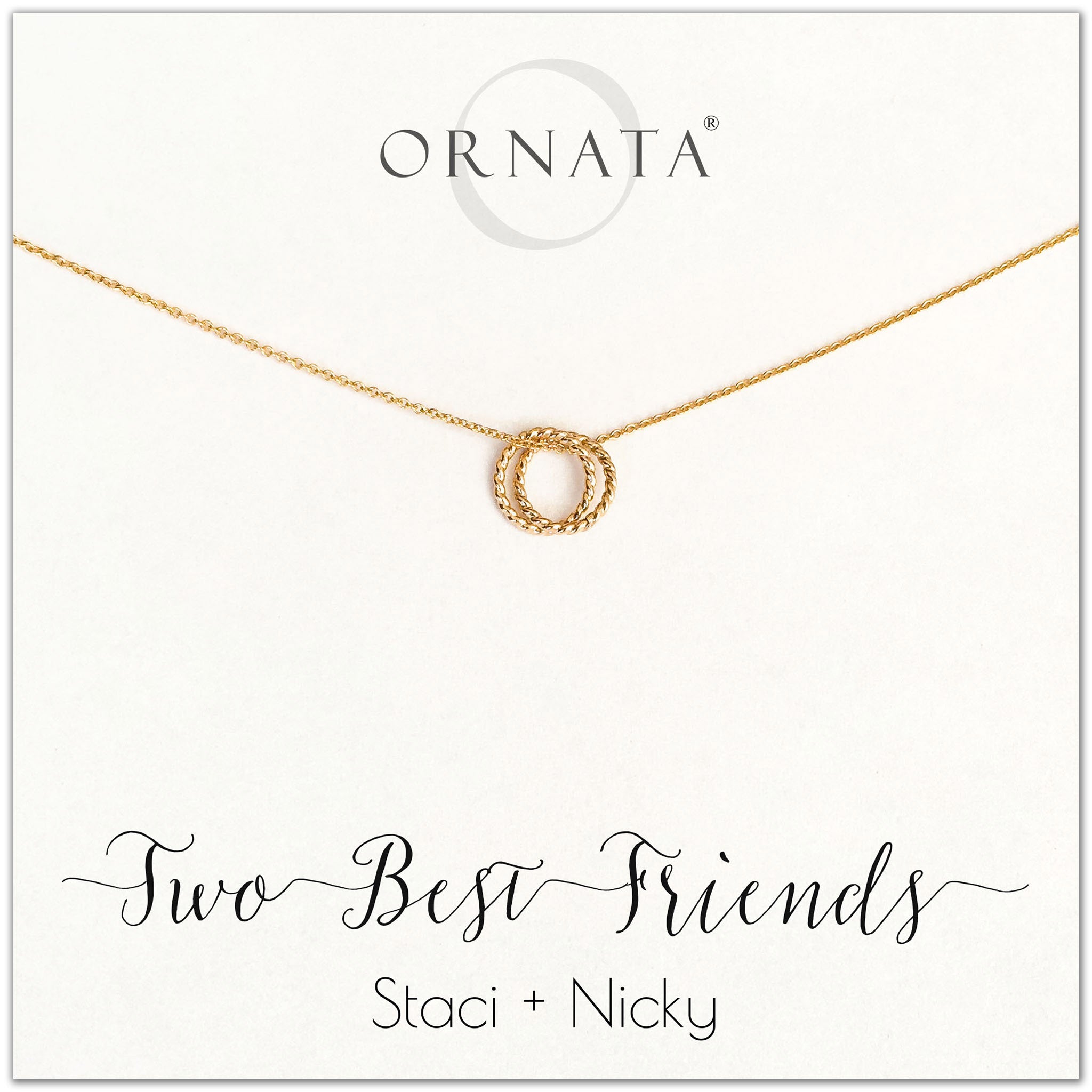 Personalized gold best friend necklaces. Our 14 karat gold filled custom jewelry is a perfect gift for best friends or sisters