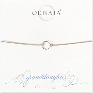 Granddaughter personalized sterling silver bolo bracelet. Our custom bracelets make good gifts for grandmother to give their granddaughters. Great granddaughter gift.