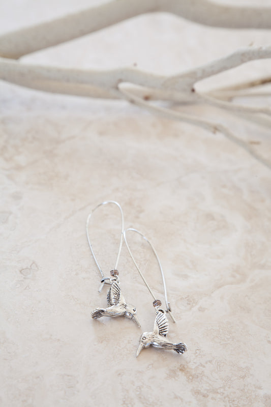 Silver Plated Hummingbird Earrings