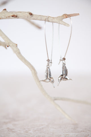Silver Plated Hummingbird Earrings