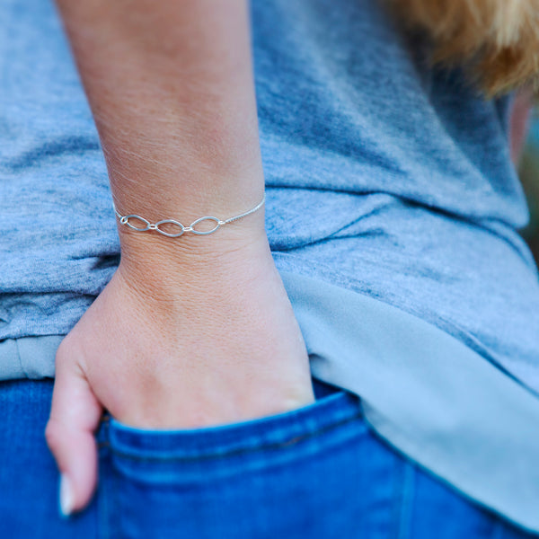 Personalized bracelet - sterling silver friendship bracelet for three best friends - custom jewelry for friend or sister 