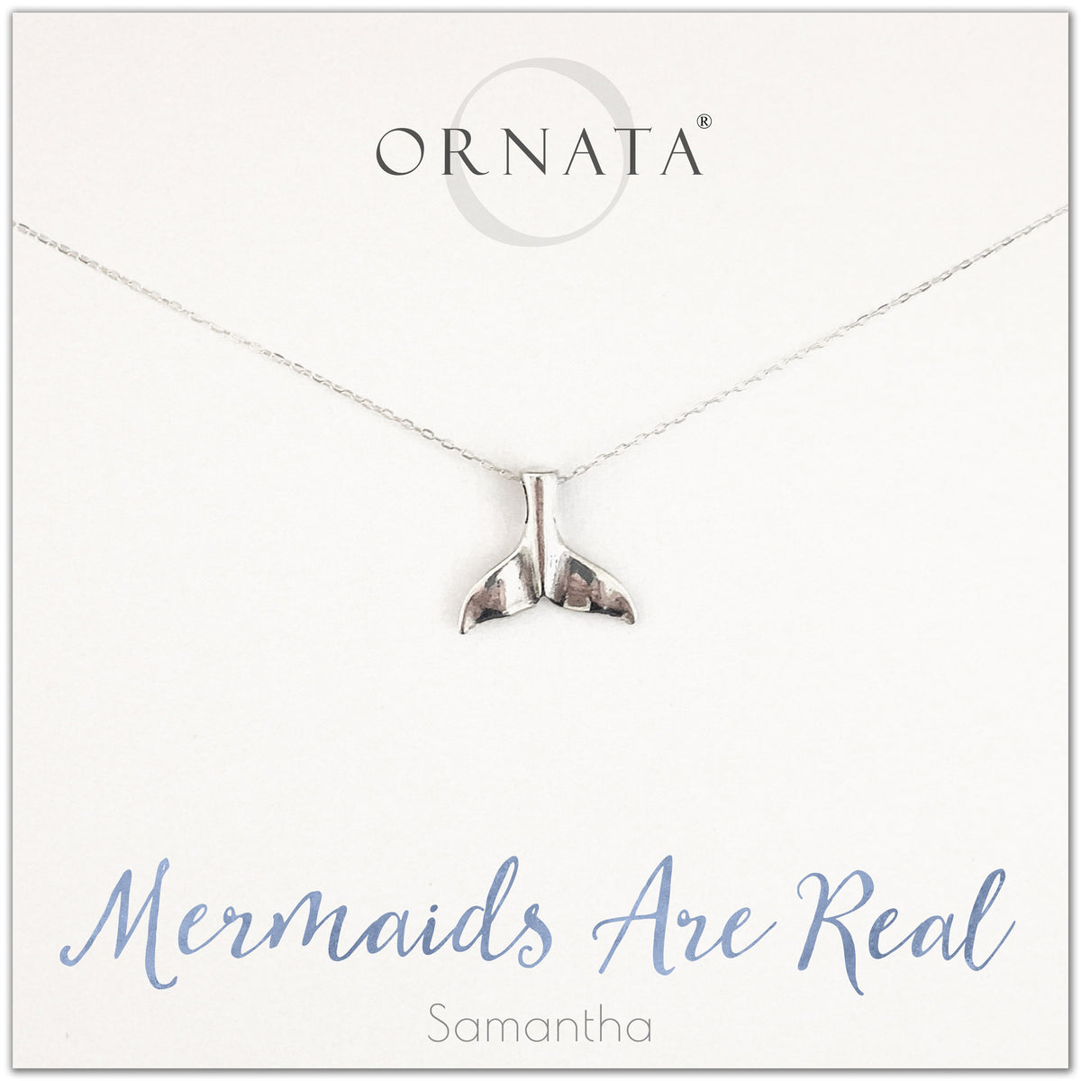 “Mermaids Are Real” Sterling Silver Mermaid Necklace on Personalized Jewelry Card