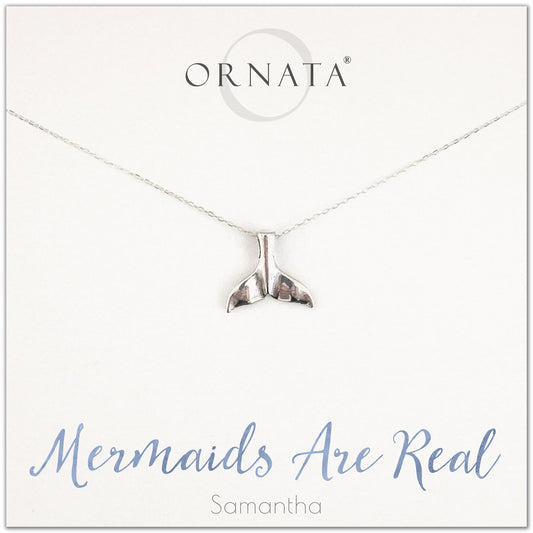 “Mermaids Are Real” Sterling Silver Mermaid Necklace on Personalized Jewelry Card