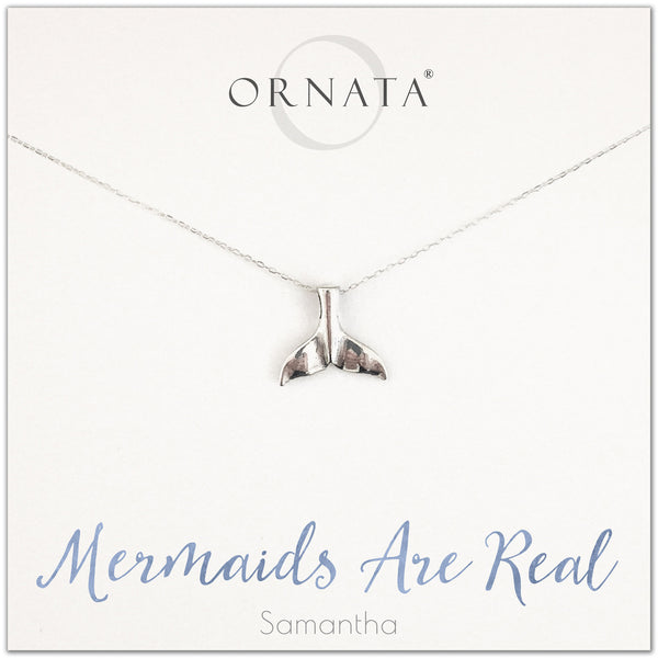 “Mermaids Are Real” Sterling Silver Mermaid Necklace on Personalized Jewelry Card