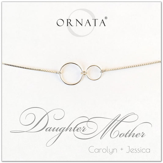 Mother Daughter personalized sterling silver bolo bracelet. Our custom bracelets make good gifts for moms, daughters, and family. Great mother’s day gift.