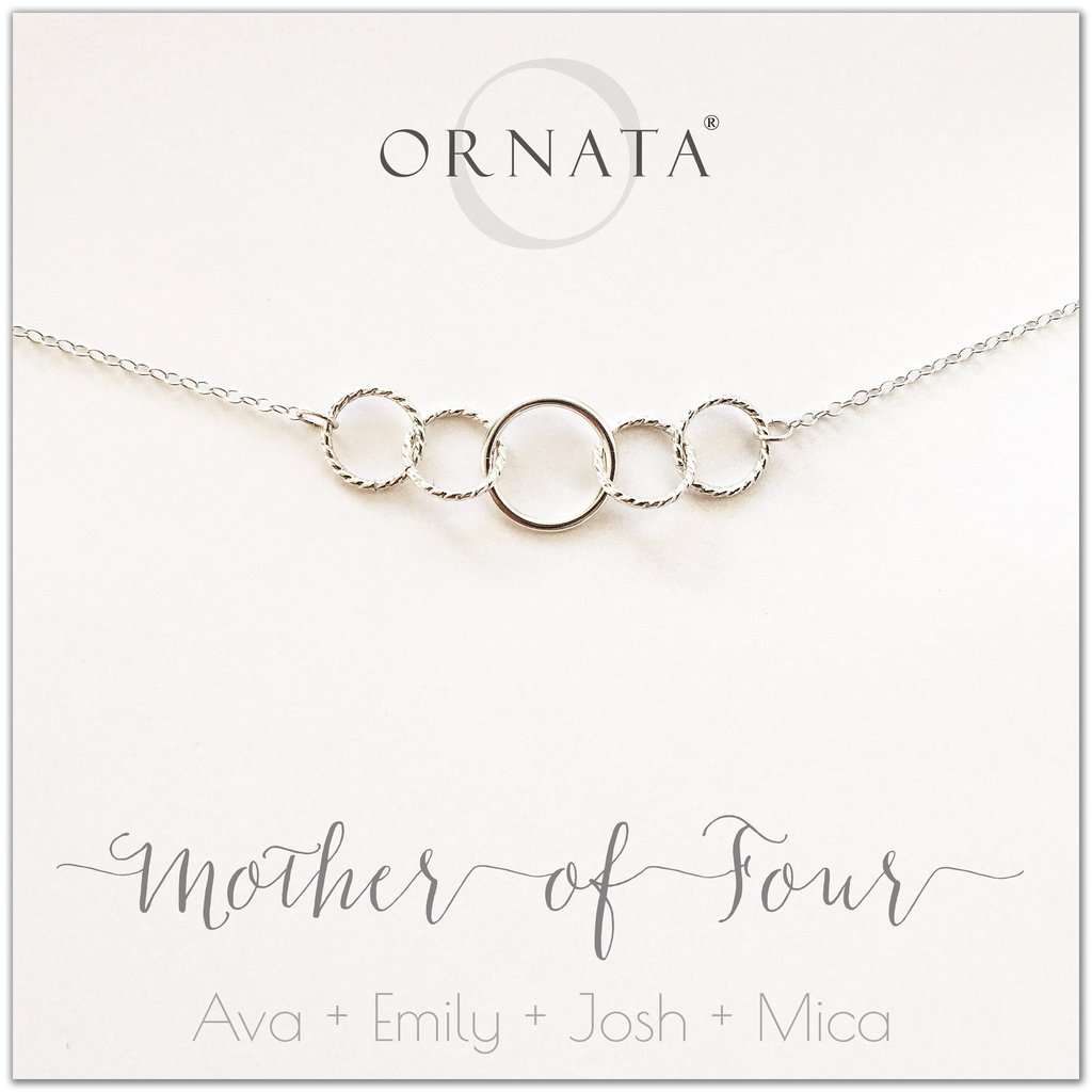 Mother of Four Personalized Sterling Silver Necklace – Ornata