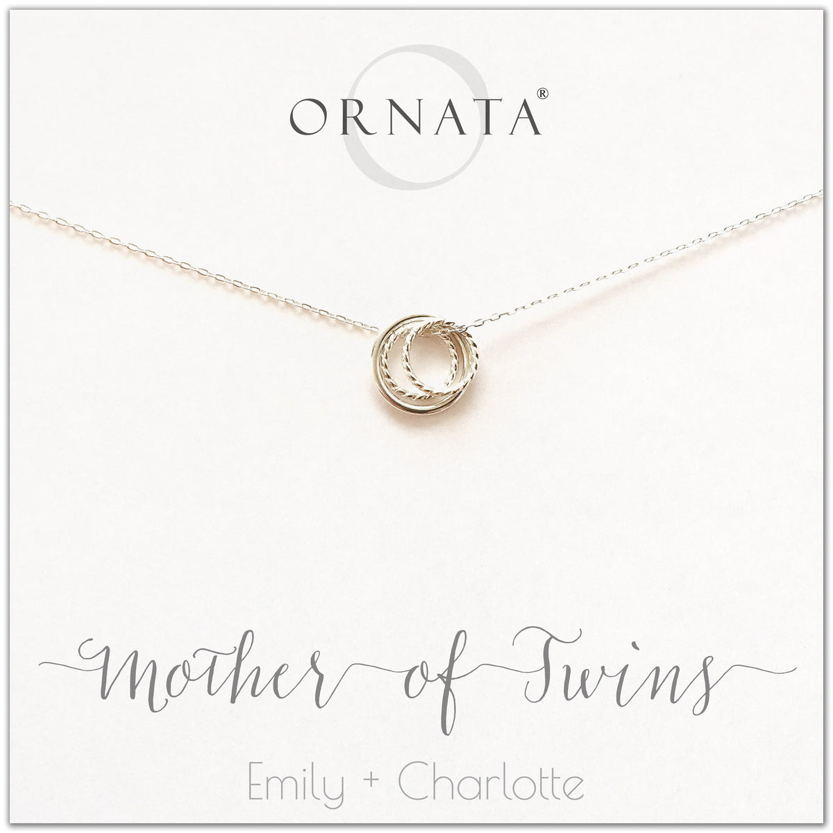 Mother's Day Jewelry - Mother of Twins Sterling Silver Necklace - Personalized for Mom