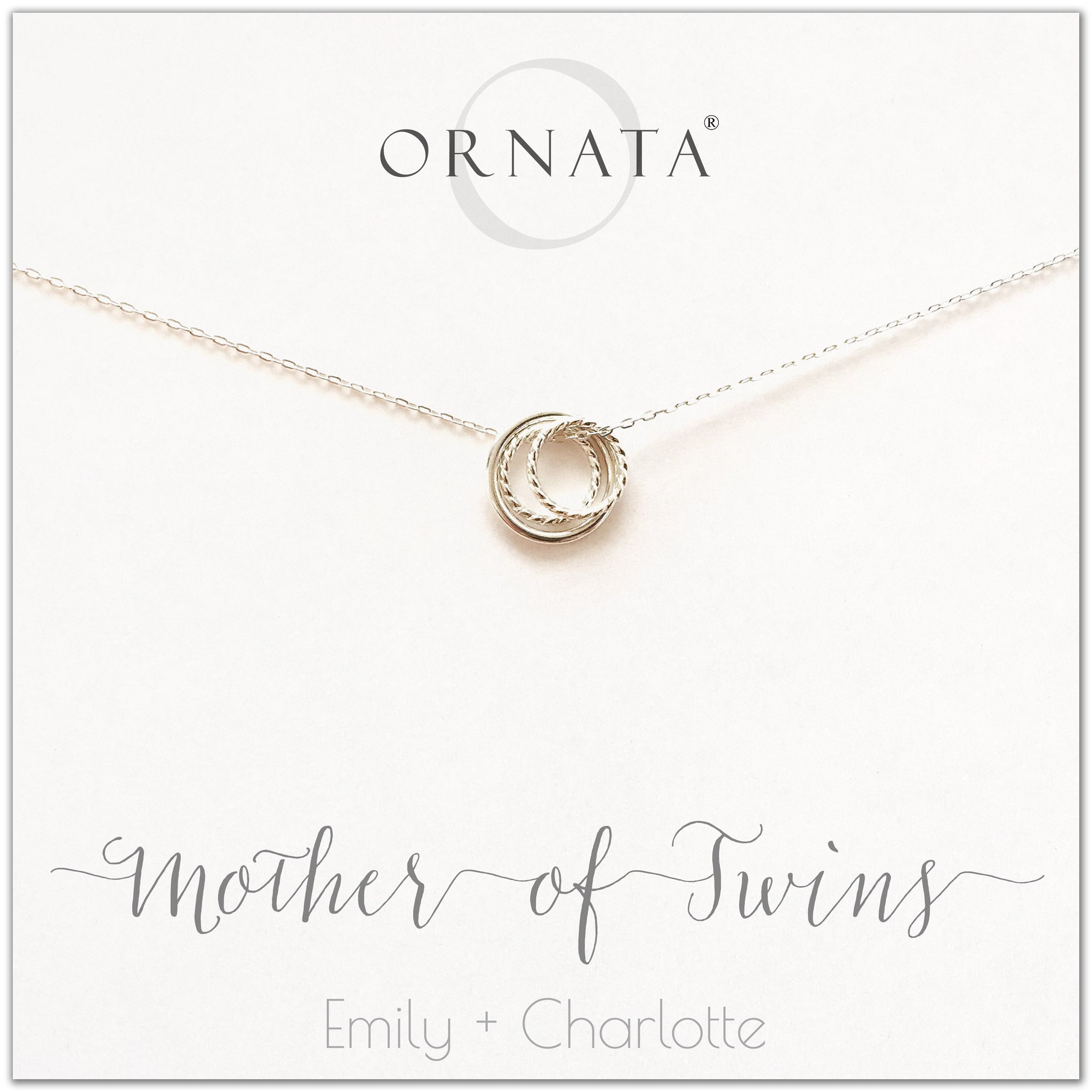 Mother's Day Jewelry - Mother of Twins Sterling Silver Necklace - Personalized for Mom