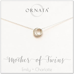 Mother's Day Jewelry - Mother of Twins Sterling Silver Necklace - Personalized for Mom