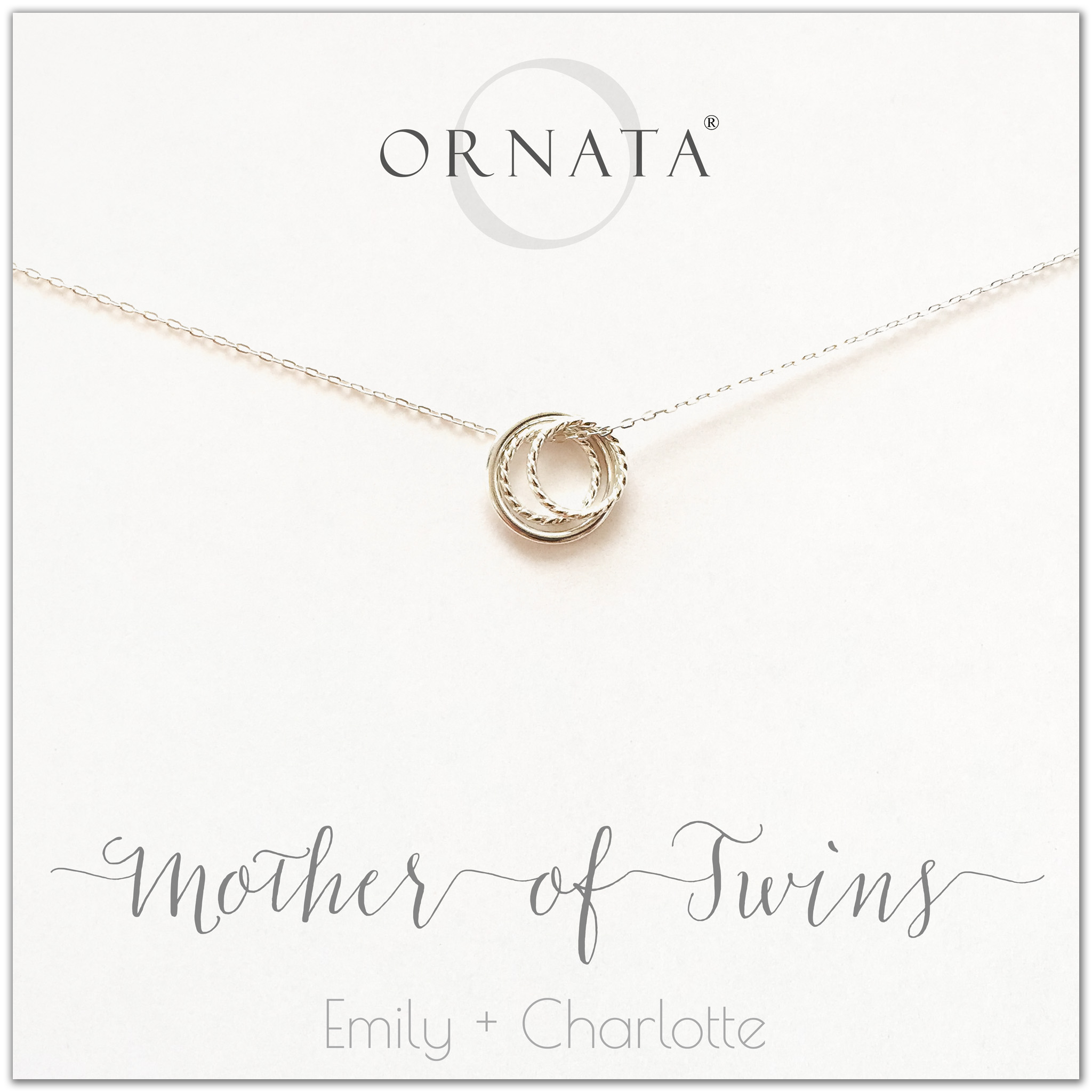 Mother of Twins Sterling Silver Necklace One Adult Two Children