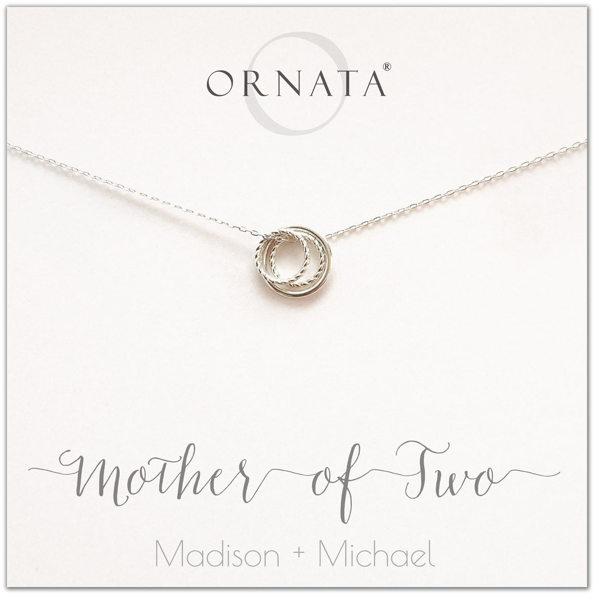 Mother's Day Jewelry - Mother of Two Sterling Silver Necklace - Personalized for Mom