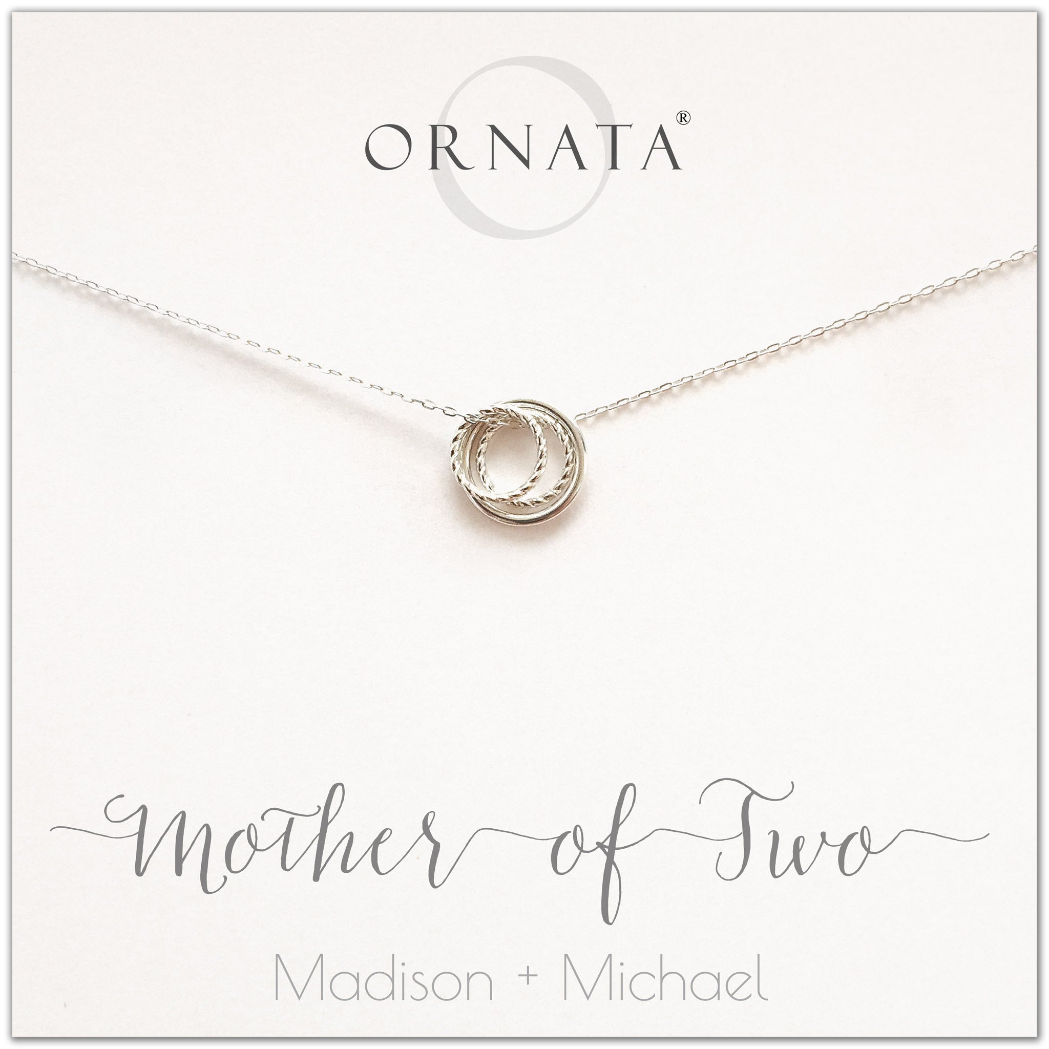 Mother's Day Jewelry - Mother of Two Sterling Silver Necklace - Personalized for Mom