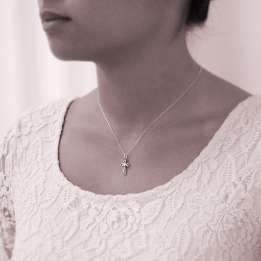 Personalized necklace - silver cross necklaces  - sterling silver custom jewelry for significant other, daughter, niece, little sister. 