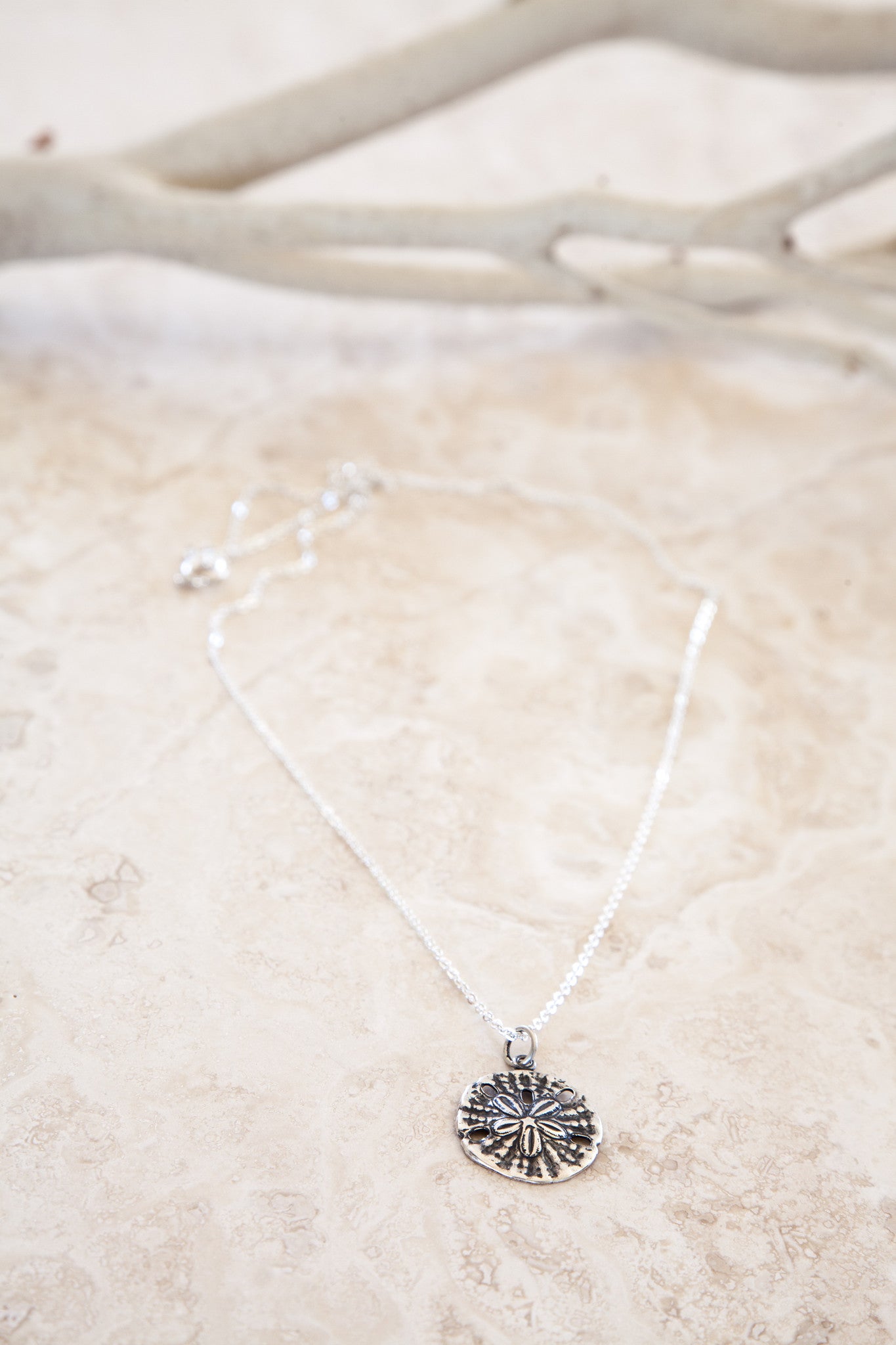 Delicate Sterling Silver and Silver Plated Sand Dollar Charm Necklace