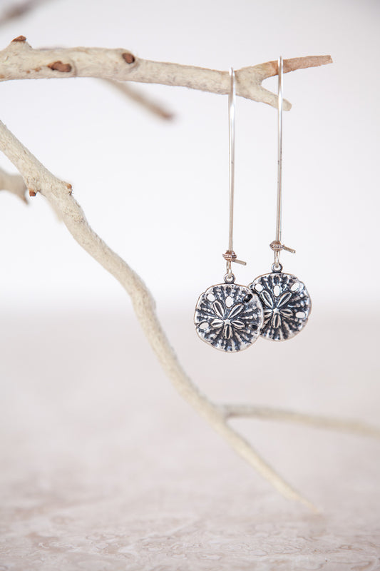 Silver Plated Sand Dollar Earrings