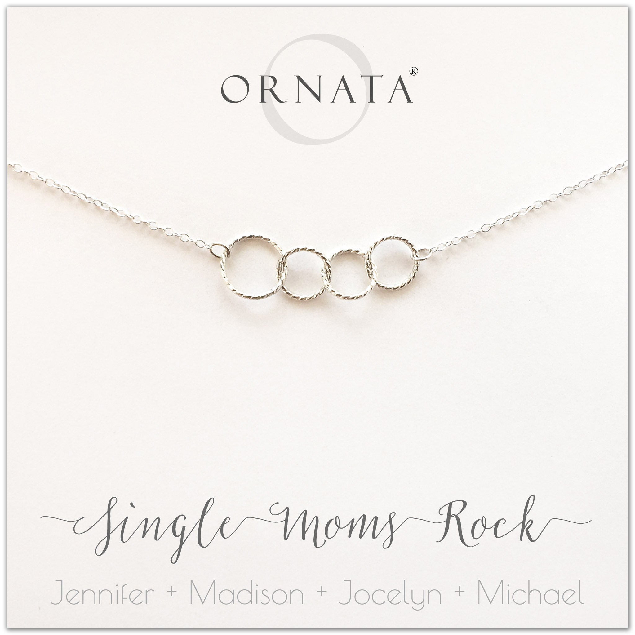 Single Moms Rock - personalized single mother necklace. Our sterling silver custom jewelry is a perfect gift for single mothers to symbolize strength, love, and unity. Great gift for Mother’s Day or an anytime present for your favorite mom. 