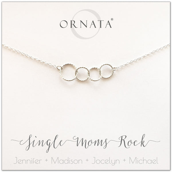 Single Moms Rock - personalized single mother necklace. Our sterling silver custom jewelry is a perfect gift for single mothers to symbolize strength, love, and unity. Great gift for Mother’s Day or an anytime present for your favorite mom. 