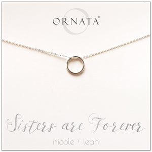 Sisters forever - personalized sisters necklace. Our sterling silver custom jewelry is a perfect gift for best friends, sisters, BFFs, and soul sisters - symbolic necklace to represent the bond between sisters with a silver ring. Good gift for best friend or sister. 