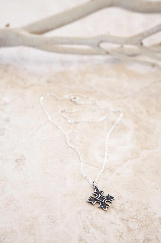 Delicate Sterling Silver and Silver Plated Small Cross Necklace