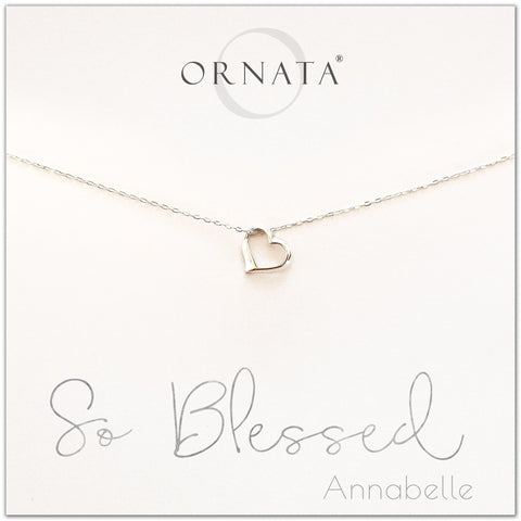So blessed necklace - personalized silver heart necklace. Our sterling silver custom jewelry is a perfect gift for girlfriends, wives, mothers, nieces, daughters, best friends, sisters, significant others, newlyweds, and soul mates - symbolic heart necklace.