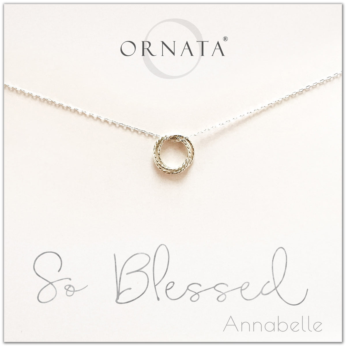 Personalized silver blessed necklace. Our sterling silver custom jewelry is a perfect gift for friends, sisters, mothers, or family members - symbolic necklace with rings to represent love, family, and blessings. 
