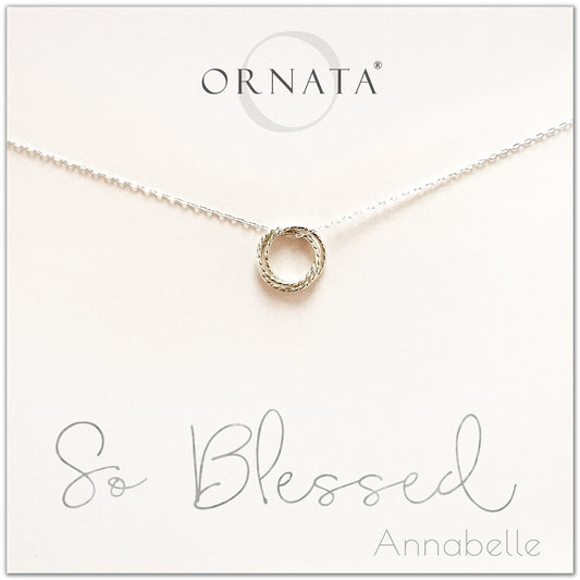Personalized silver blessed necklace. Our sterling silver custom jewelry is a perfect gift for friends, sisters, mothers, or family members - symbolic necklace with rings to represent love, family, and blessings. 