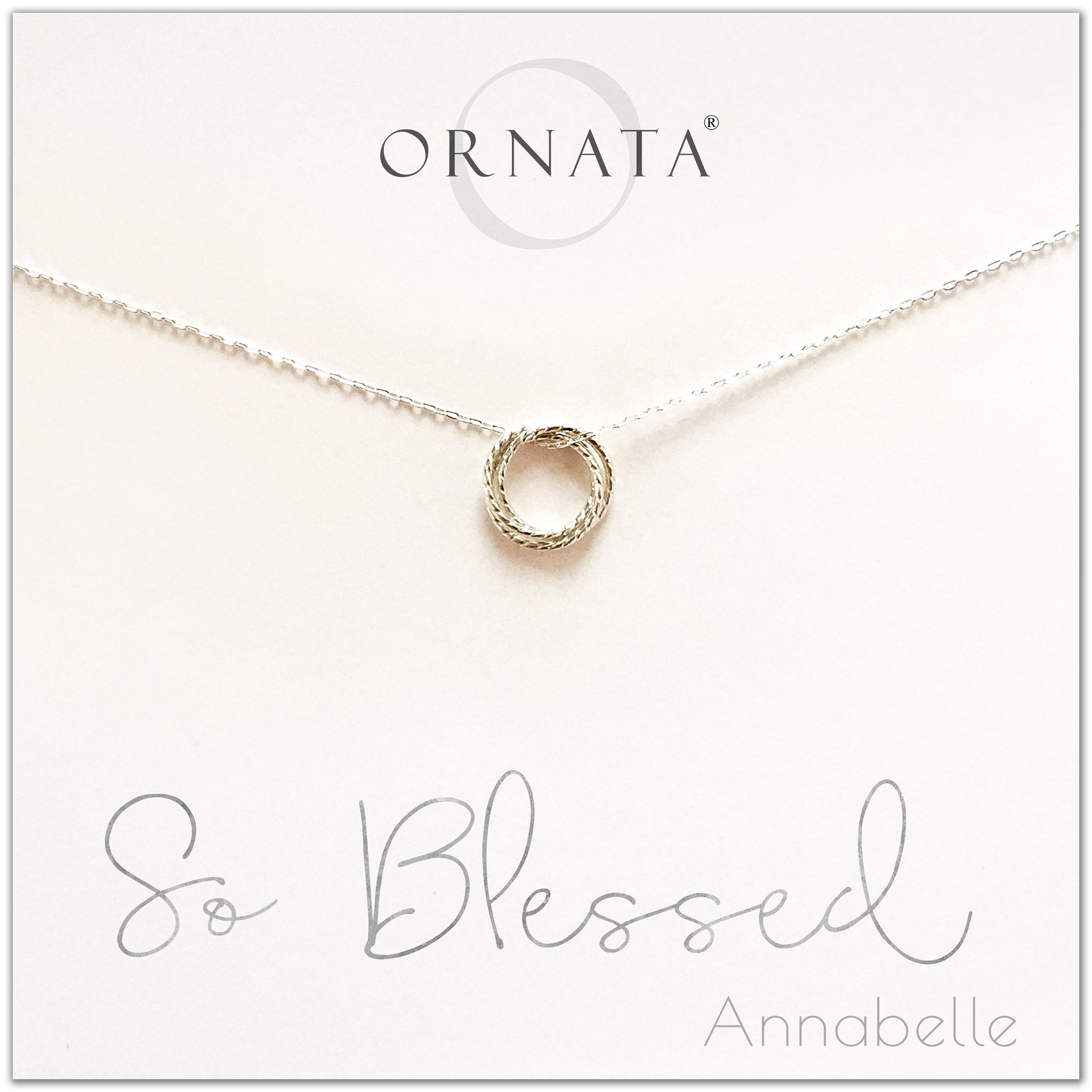 Personalized silver blessed necklace. Our sterling silver custom jewelry is a perfect gift for friends, sisters, mothers, or family members - symbolic necklace with rings to represent love, family, and blessings. 