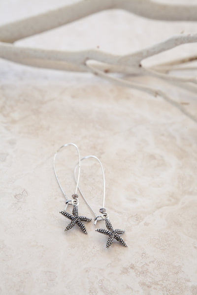 Silver Plated Pewter Starfish Earrings