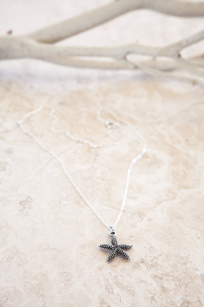 “Wish Upon a Star" Delicate Starfish Sterling Silver and Silver Plated Necklace