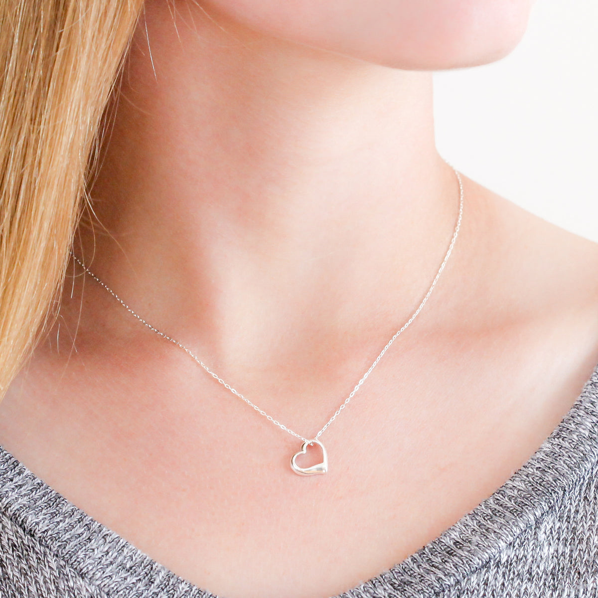 Personalized necklace - delicate silver heart necklaces  - sterling silver custom jewelry for significant other, daughter, niece, little sister. 