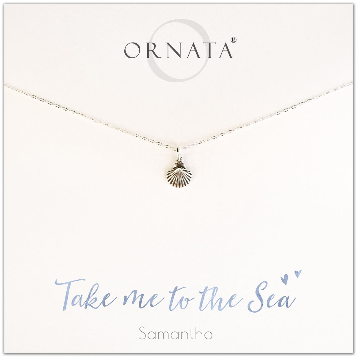 Take me to the sea. Personalized silver shell necklace. Our sterling silver custom jewelry is a perfect gift for people who love the ocean, the sea, seashells, or the beach. 