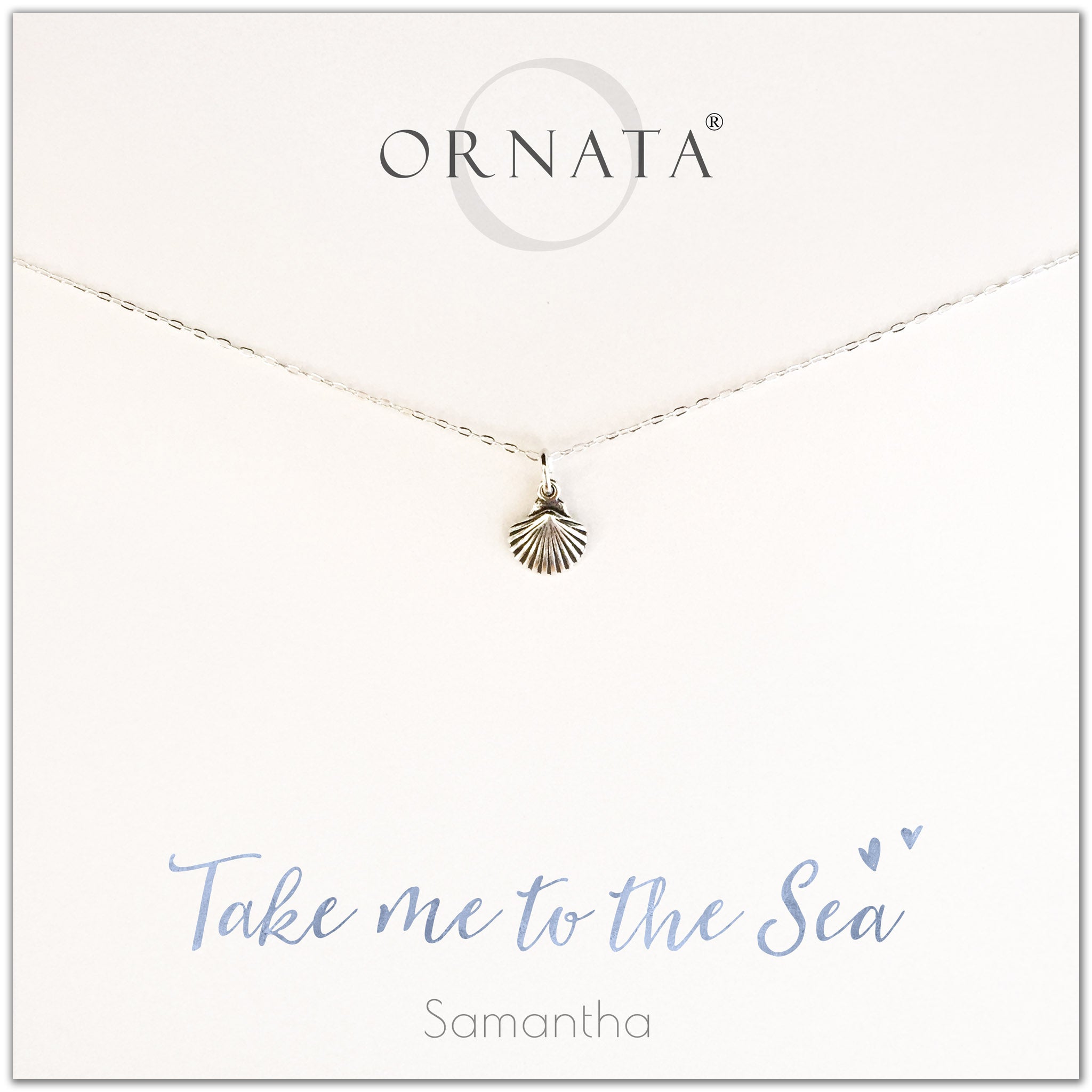 Take me to the sea. Personalized silver shell necklace. Our sterling silver custom jewelry is a perfect gift for people who love the ocean, the sea, seashells, or the beach. 