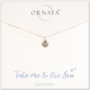 Take me to the sea. Personalized silver shell necklace. Our sterling silver custom jewelry is a perfect gift for people who love the ocean, the sea, seashells, or the beach. 
