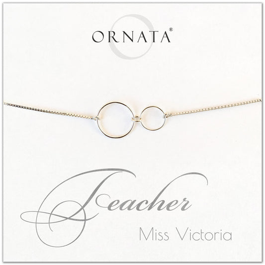 Personalized sterling silver bolo bracelet for teacher. Our custom bracelets make good gifts for teachers.