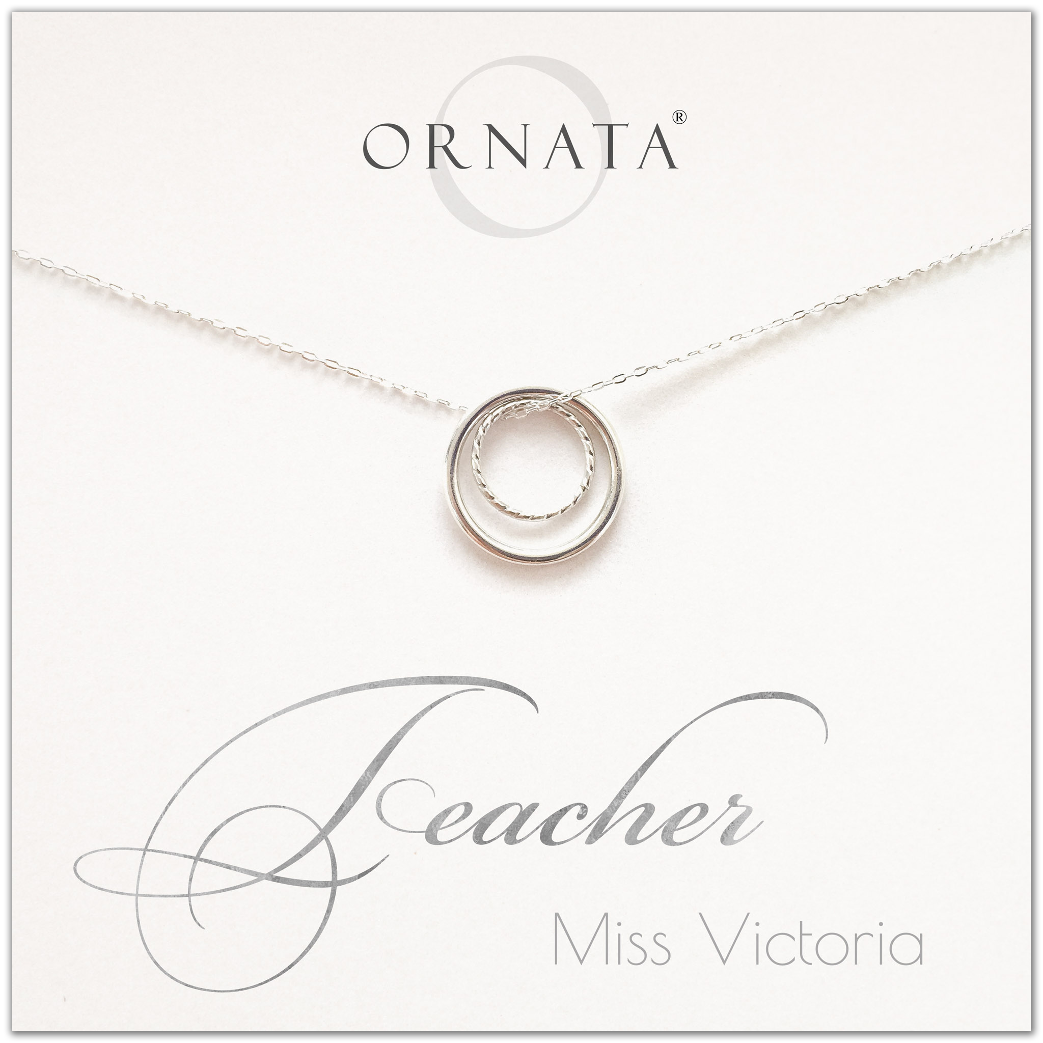Teacher Personalized Sterling Silver Necklace Sterling Silver / 16"