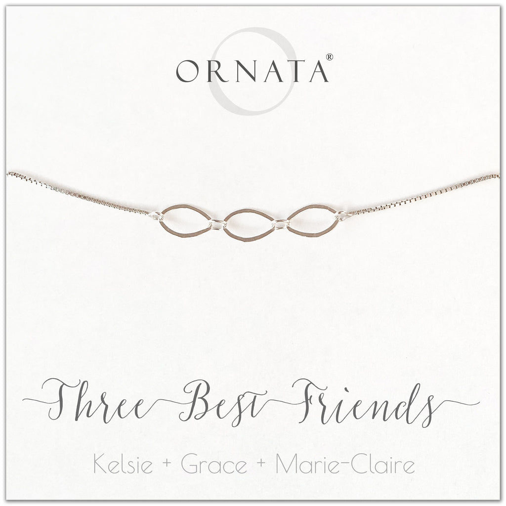 Three Best Friends Sterling Silver Bracelet on Personalized