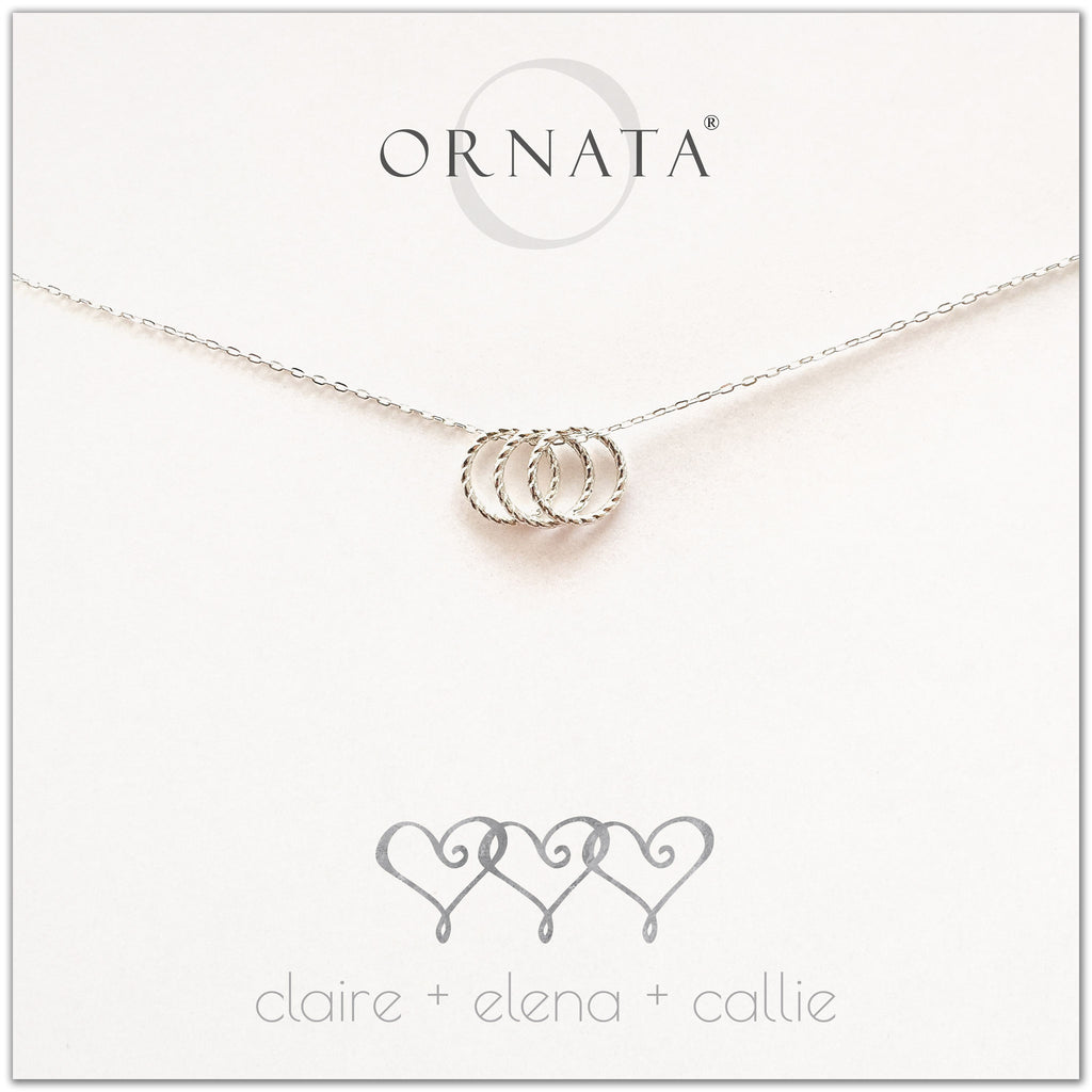 Three Hearts Personalized Sterling Silver Necklace – Ornata