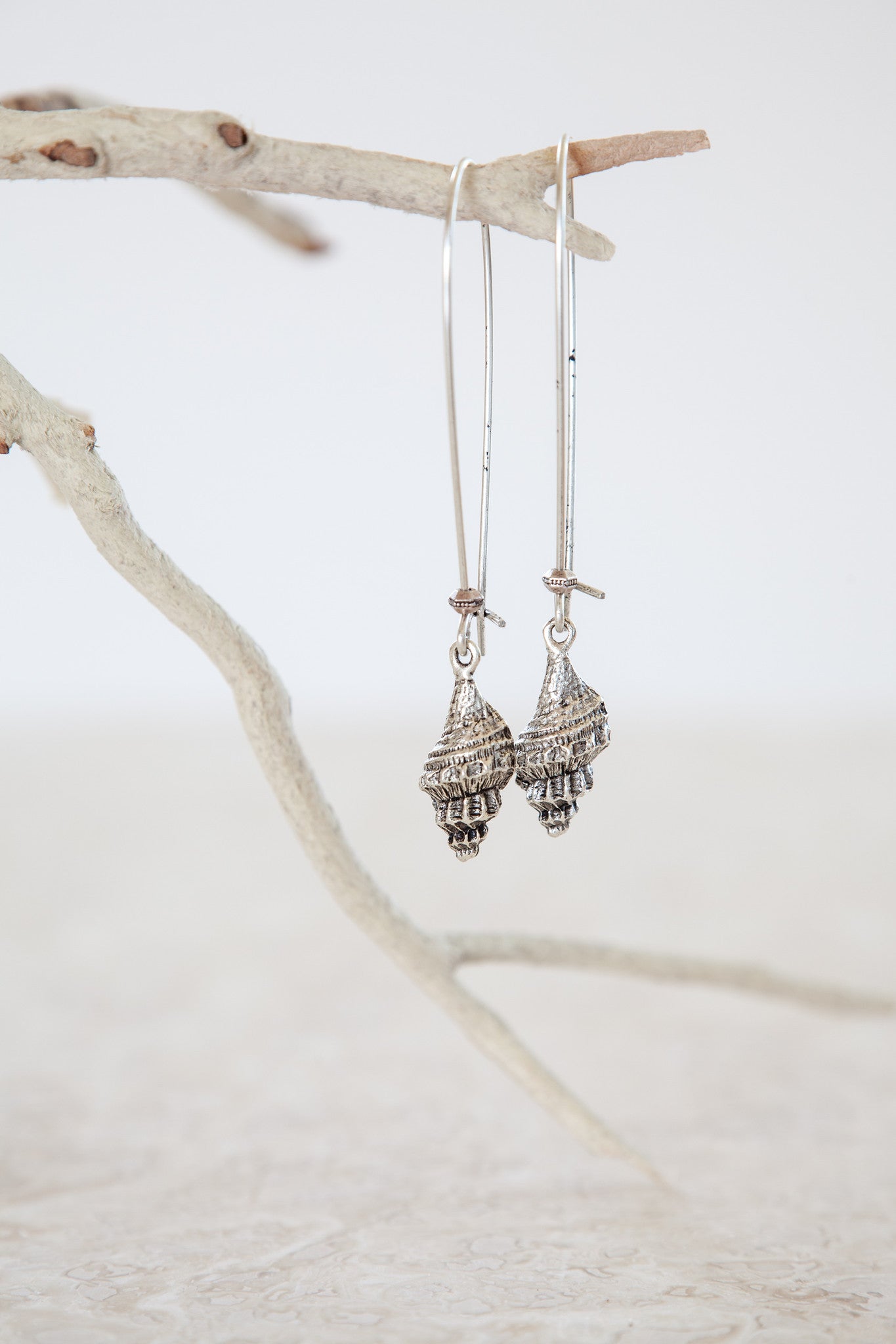 Silver Plated Trumpet Shell Earrings
