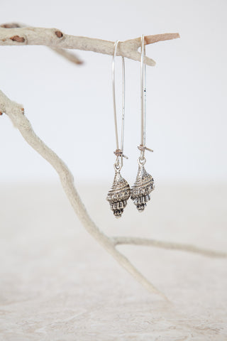 Silver Plated Trumpet Shell Earrings