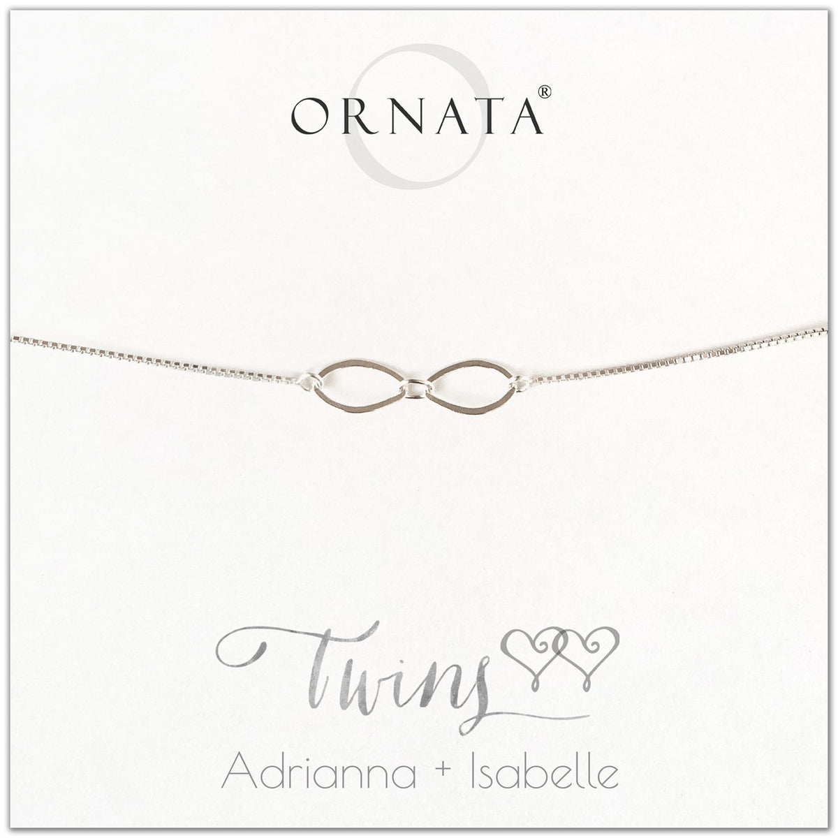 Twins personalized sterling silver bolo bracelet. Our custom bracelets make good gifts for best friends, sisters, or mothers. 