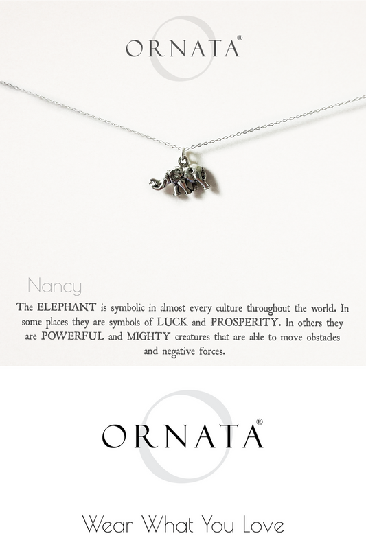 Sterling Silver and Silver Plated Elephant Charm Necklace
