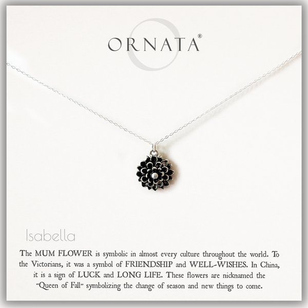 Sterling Silver and Silver Plated Chrysanthemum Charm Necklace